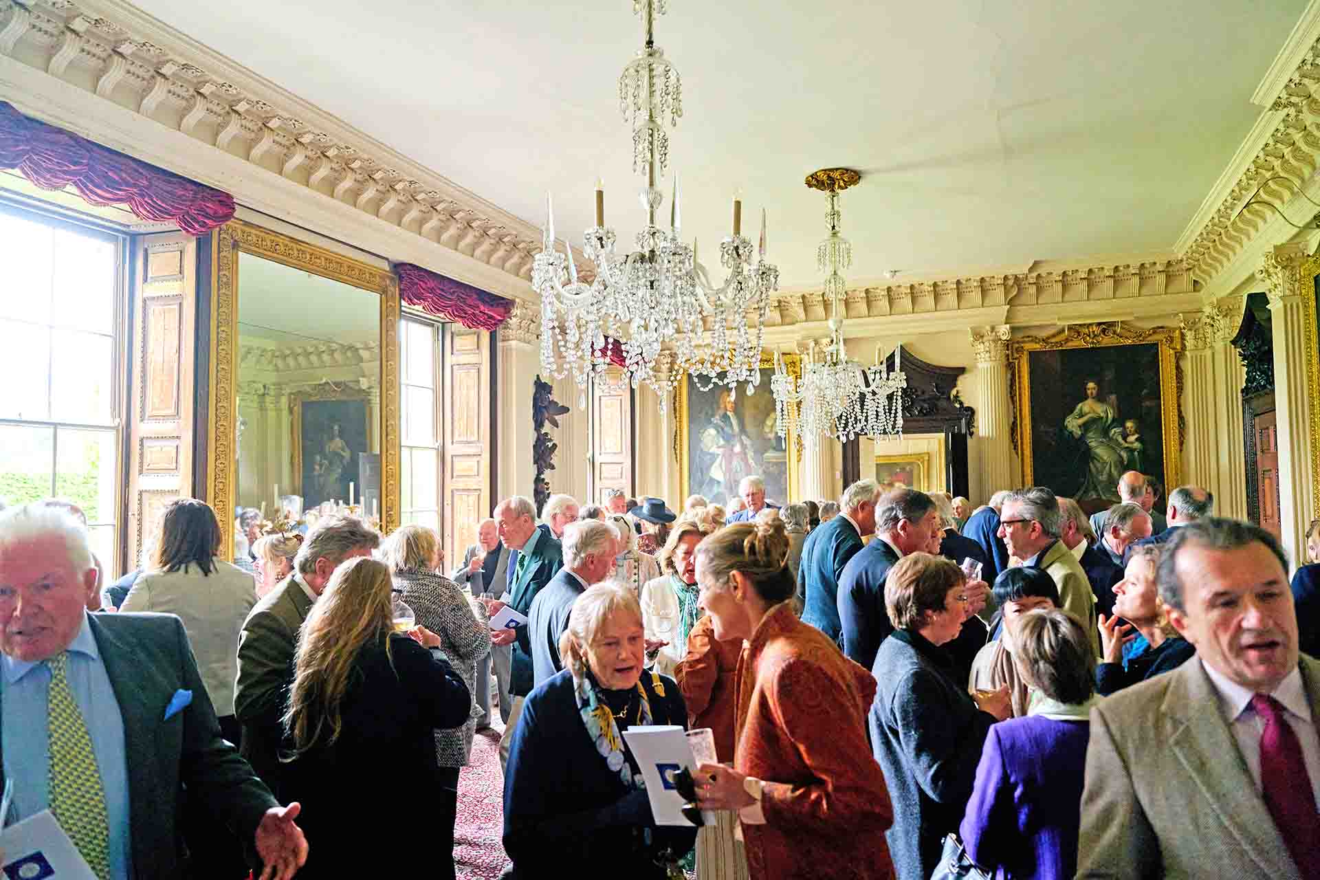 Gloucestershire Society Guests At Drinks In Badminton House's Dining Room